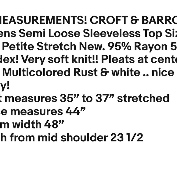 Womens CROFT & BARROW Semi Loose Sleeveless Top Size Small Petite Stretch New - Picture 9 of 9